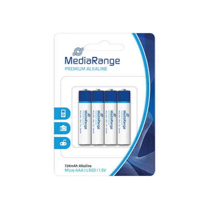 Piles AAA - 1.5V non-rechargeables MediaRange Alcaline - Lot de 4 - MRBAT101
