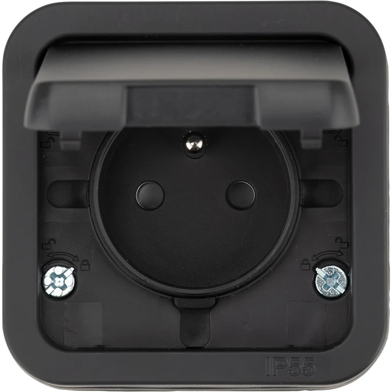 Prise française type E IP55 - 2P+T 16A - bornes auto - encastrée - gamme Granite - Protec