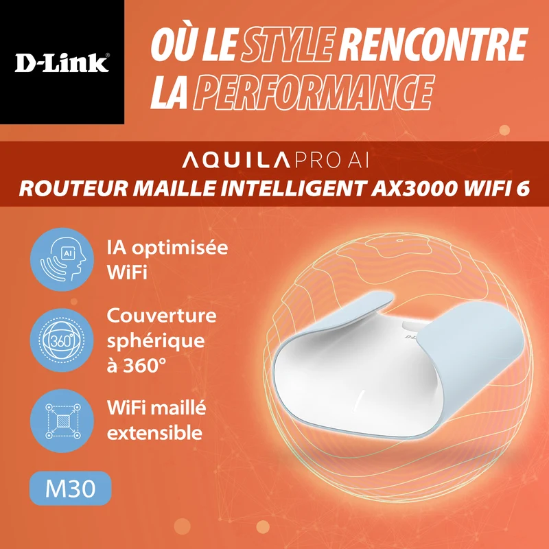 D-Link AQUILA PRO AI AX3000 Wi-Fi 6 Smart Mesh Router - M30