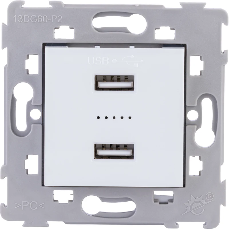 Prise encastrée de 2 USB A Kalya - Blanc - Zenitech