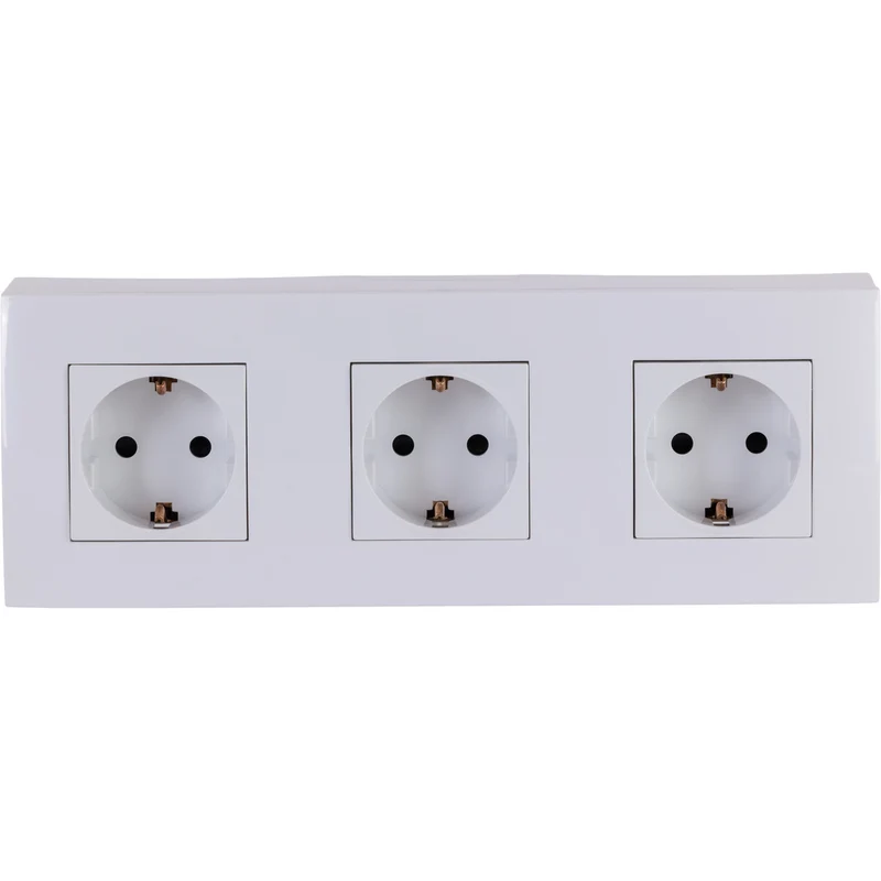Triple prise Schuko en saillie + plaque de finition - Blanc - Kalya - Zenitech
