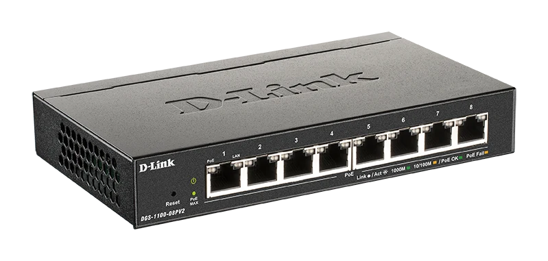 8-Port Gigabit PoE Smart Managed Switch - DGS-1100-08PV2