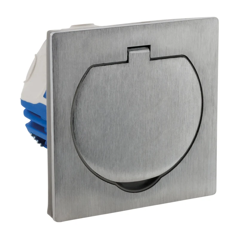Prise de sol 16A 2P+T finition alu brossé - IP55 - Zenitech
