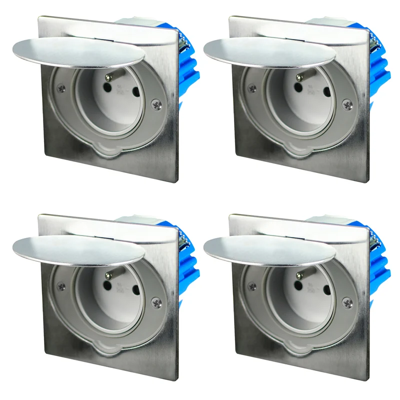 Prise de sol 2P+T IP44 aluminium brossé - Zenitech
