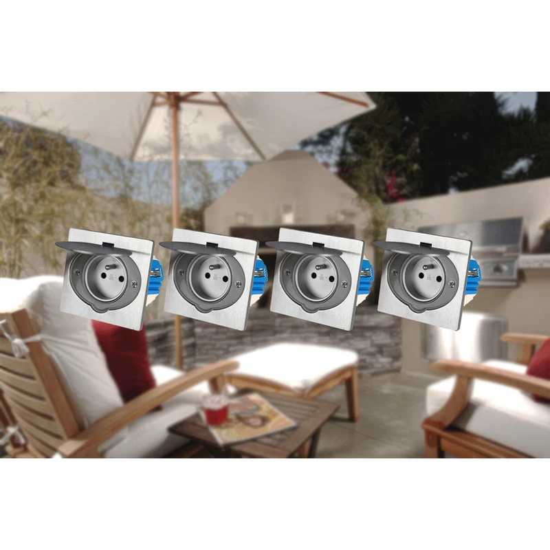 Prise de sol 2P+T IP44 aluminium brossé - Zenitech