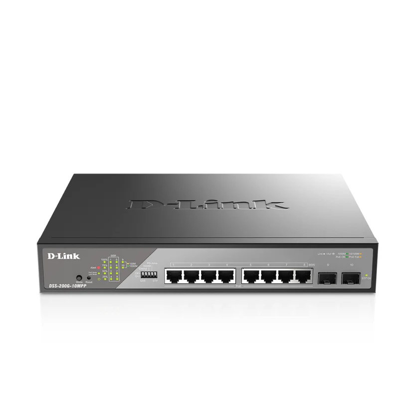 D-Link 8-Port Gigabit PoE++ Smart Managed Switch with 2 SFP Ports - DSS-200G-10MPP