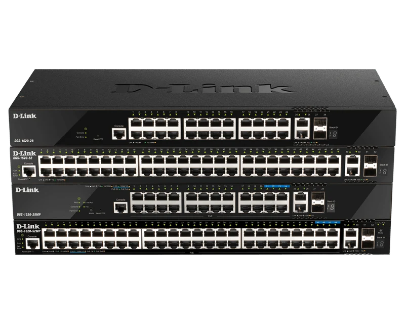 28-Port Layer 3 Stackable Smart Managed Switch - DGS-1520-28MP
