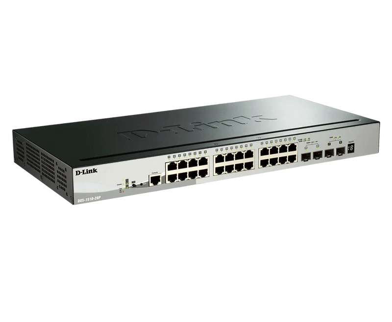 Gigabit Stackable Smart Managed PoE (193W) Switch with 10G Uplinks - DGS-1510-28P