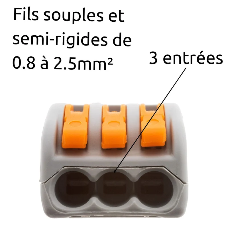 Lot de 30/50 bornes automatiques à cliquet S222 - 2/3/5 entrées 4mm² - Wago
