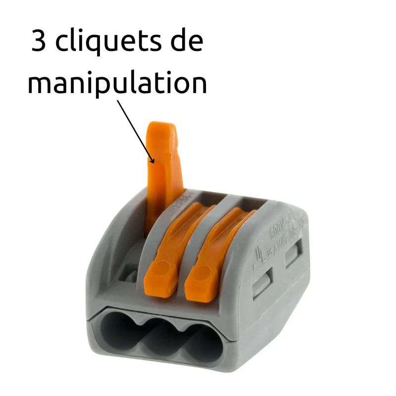 Lot de 30/50 bornes automatiques à cliquet S222 - 2/3/5 entrées 4mm² - Wago
