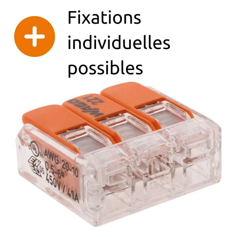 Lot de 3/5 bornes de raccordement S221 - 2/3/5 conducteurs leviers 6mm² - Wago