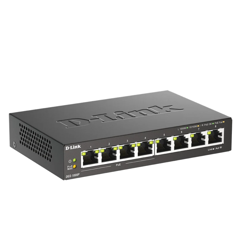 8-Port Desktop Gigabit PoE+ Switch - DGS-1008P