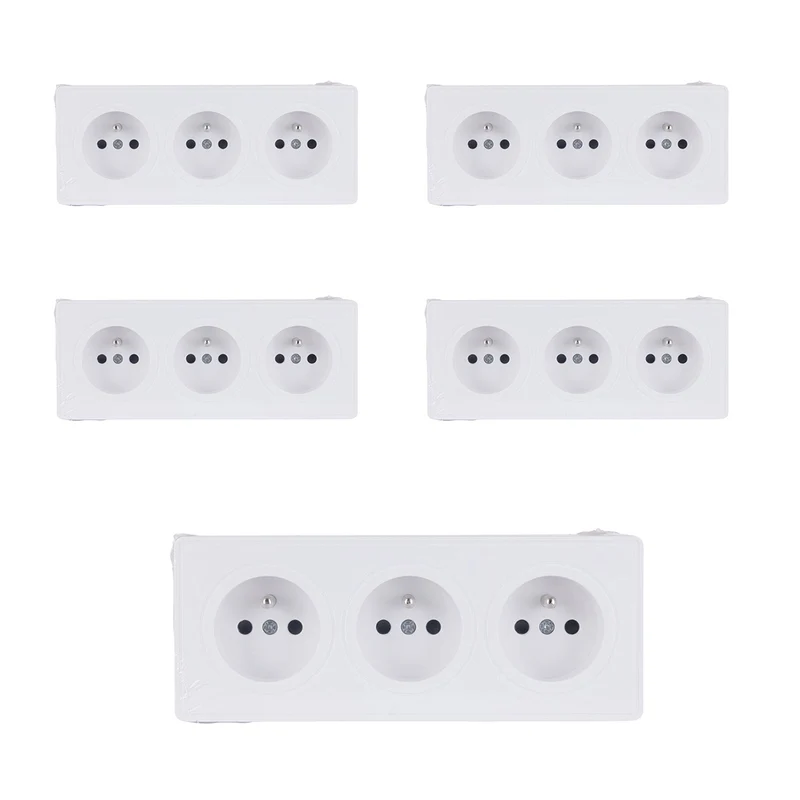 Lot de 5 prises triples 16A en saillie - Blanc - Vulco - Zenitech