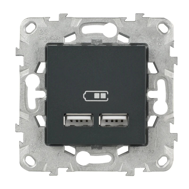 Double prise USB 5V 2,1A Unica - Schneider