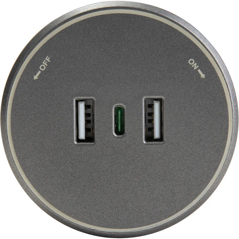 Module chargeur USB amovible pour rail électrique 2 x USB-A + 1 x USB-C - Orium
