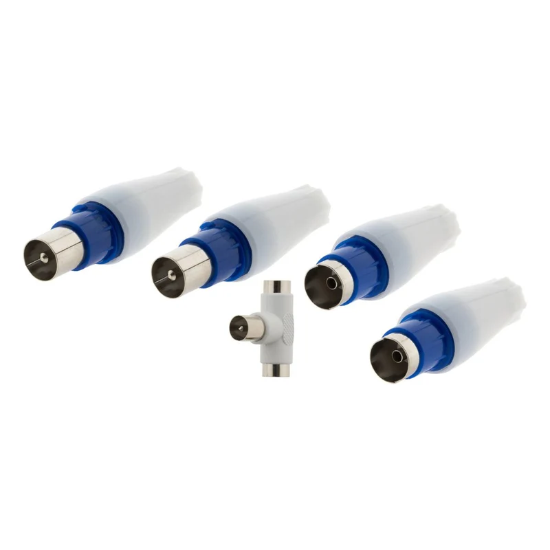 Lot de 5 fiches TV mâles + femelles + Té de dérivation Ø9,5mm - Zenitech