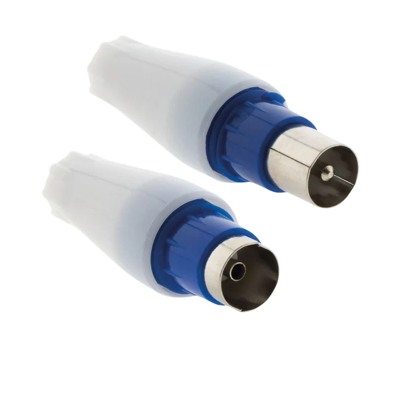 Lot de 2 fiches TV 1 mâle + 1 femelle Ø9,5mm sortie droite - Zenitech