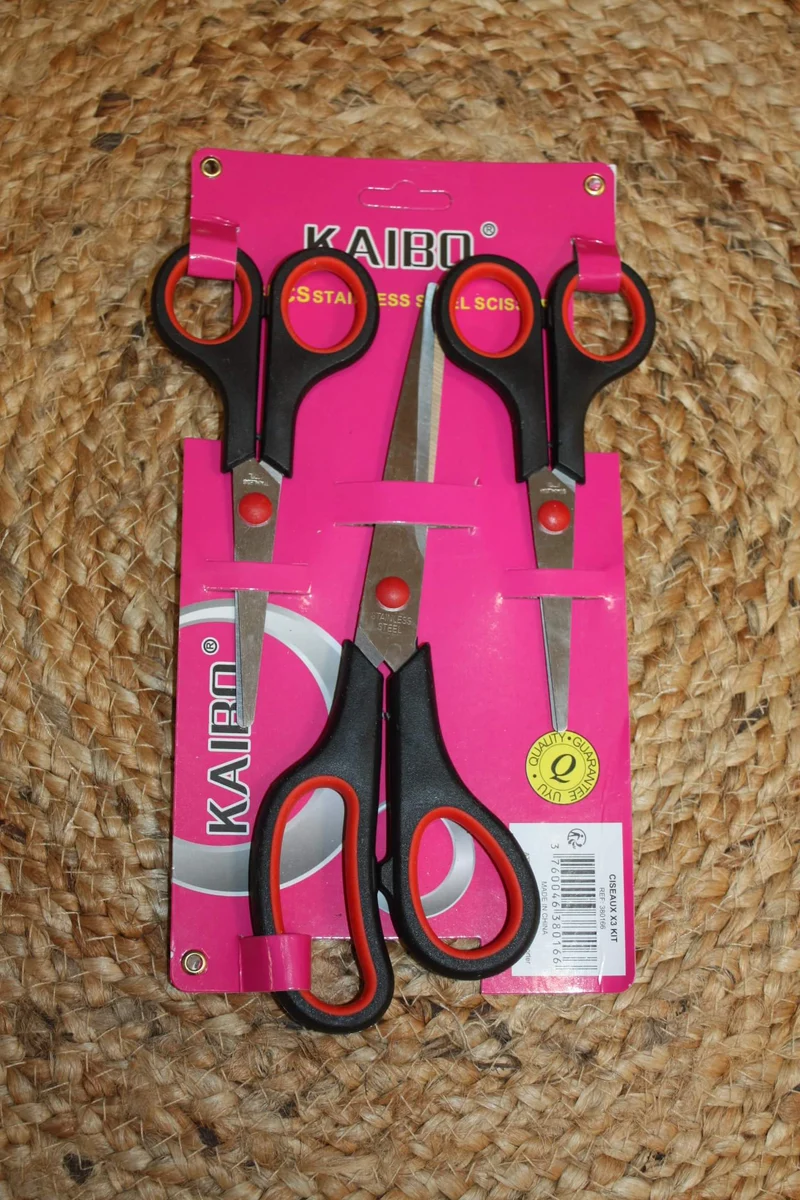 Lot de 3 paires de Ciseaux - ACIER INOXYDABLE - petit et grand - couture, cuisine, papier...