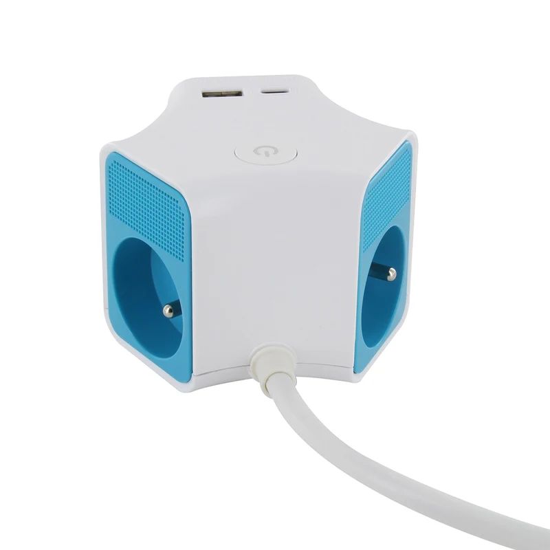 Cube multiprise 1,5m - 3 prises 16A et USB - Chacon