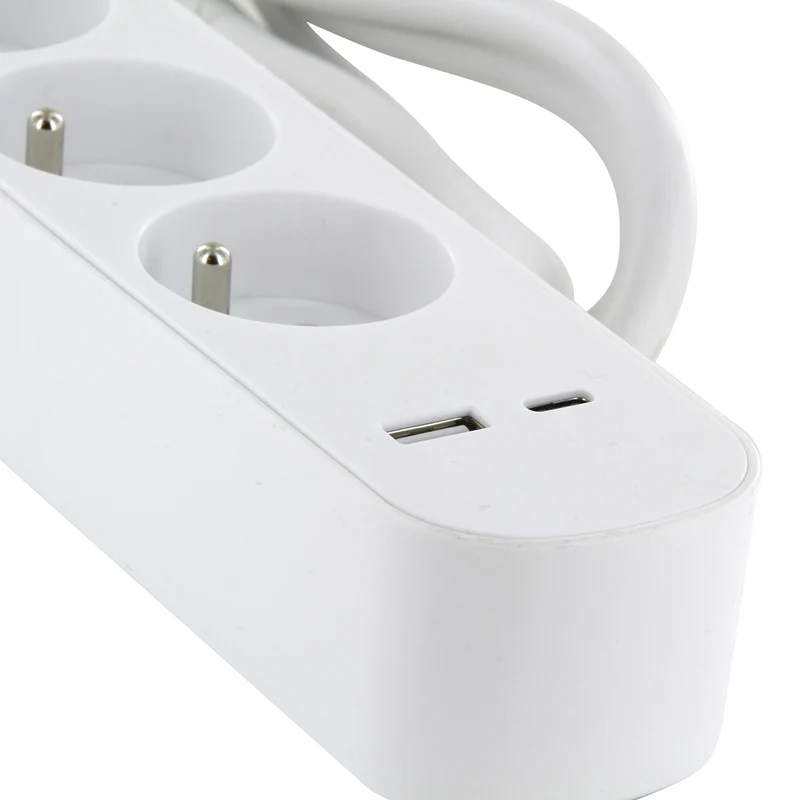 Bloc multiprise 5x16A USB-A+USB-C - câble 1,5m - Chacon