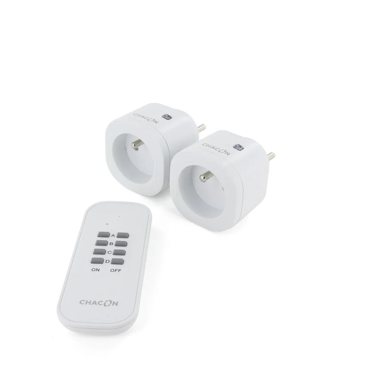 Set de 2 mini prises On/Off type E - 2300W - Blanc - Chacon