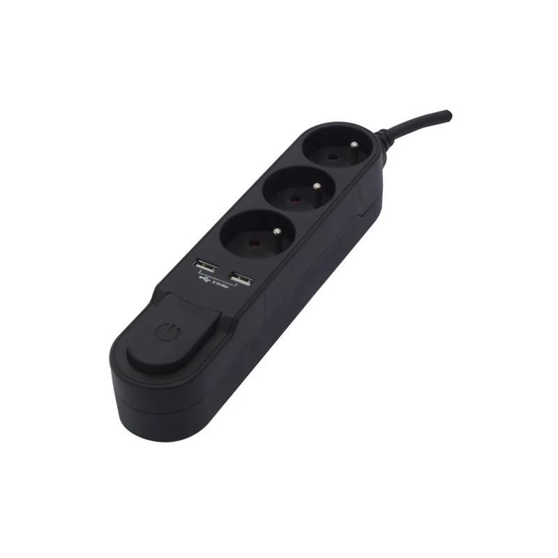 Bloc multiprise Design noir 16A + 2xUSB - Chacon