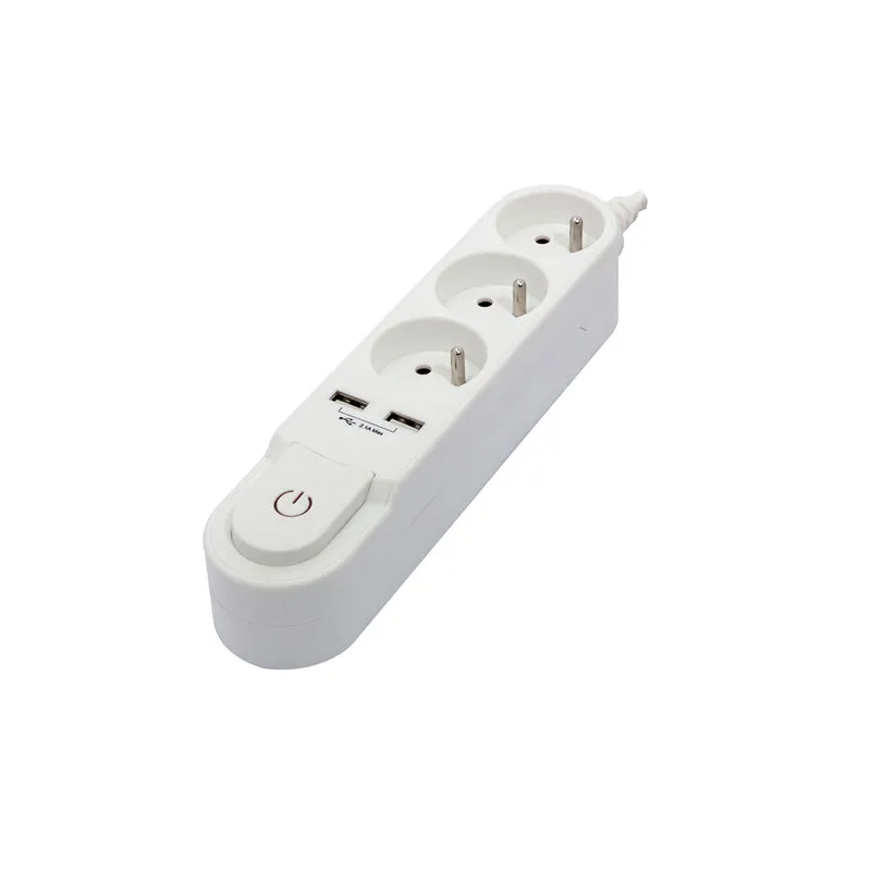 Bloc multiprise Design blanc 16A + 2xUSB - Chacon