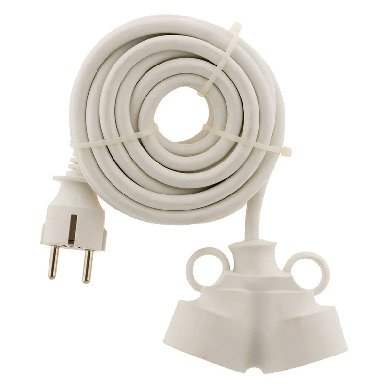 Prolongateur Bi tête 3G1,5mm² - Blanc 3m - 1 prise mâle + 2 prises Femelle - Blanc - Zenitech