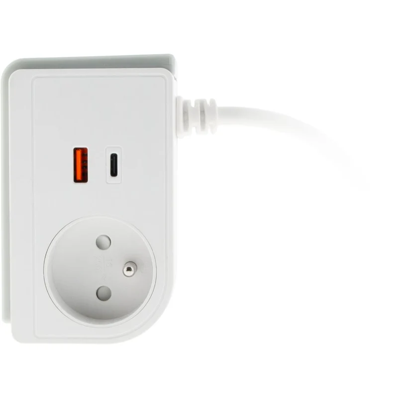 Bloc multiprise Gekko XS clipsable 2 USB A+C 20W 1.5m blanc - Otio