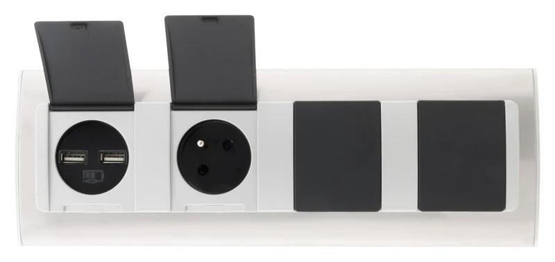 Multiprise d'angle avec clapets de Protection 3 prises + 2 USB - Aluminium - Otio