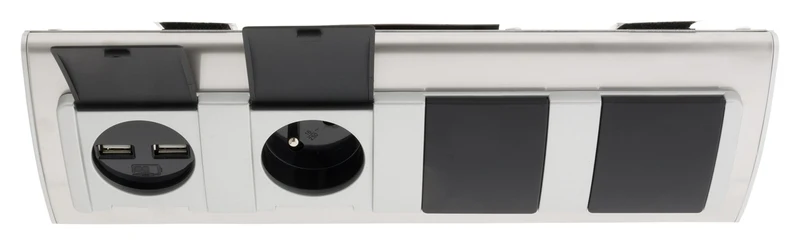 Multiprise d'angle avec clapets de Protection 3 prises + 2 USB - Aluminium - Otio