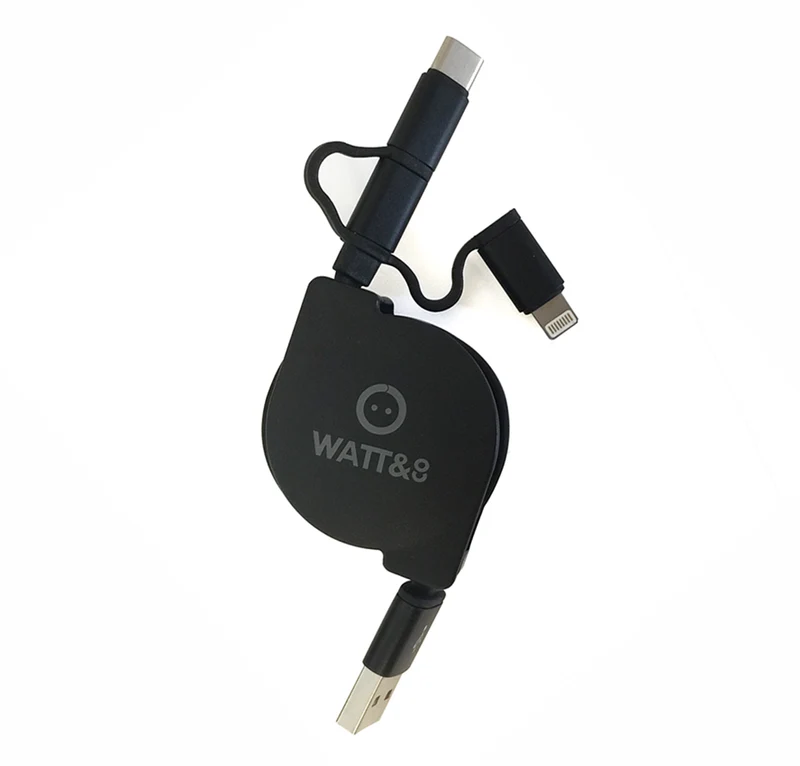 Câble rétractable micro/lightning/typeC - Watt and Co