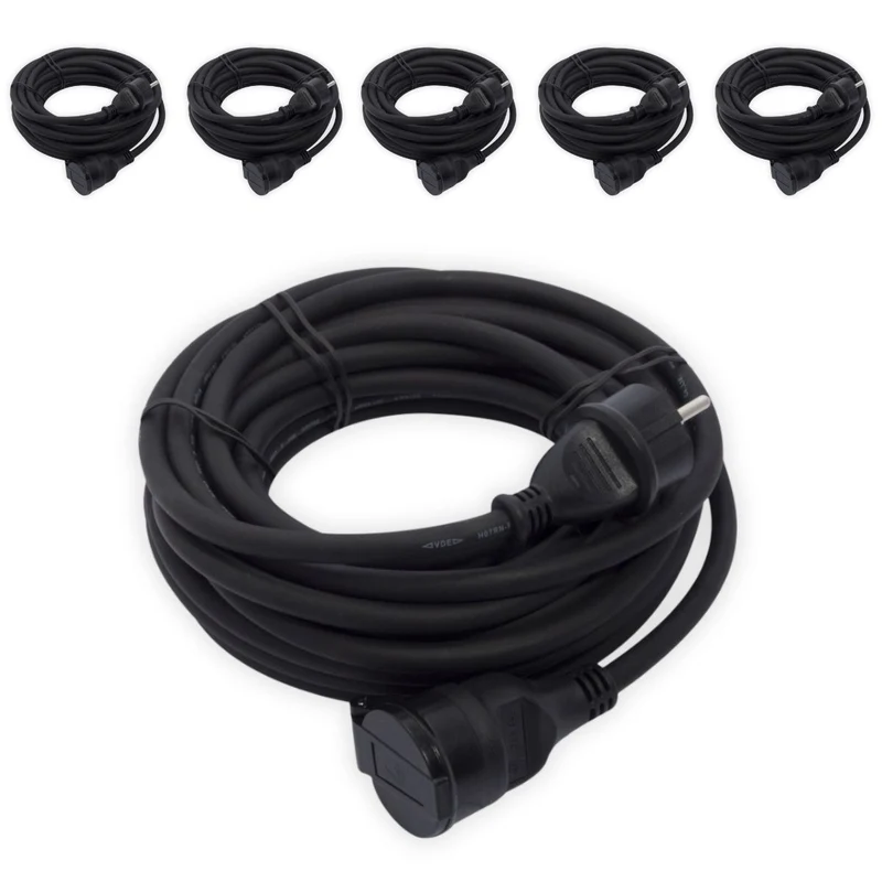 Lot de 6 rallonges 1x16A - 3500W - 10m - Noir - Chacon