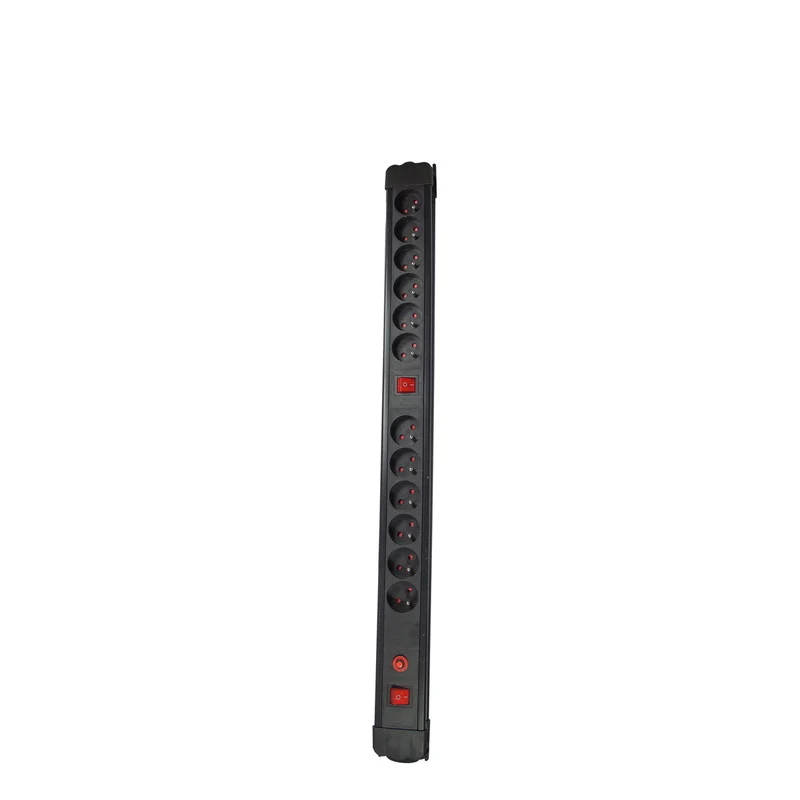 Bloc multiprise 12x16A - 2 interrupteurs - 3500W - 1,5m - Noir - Chacon