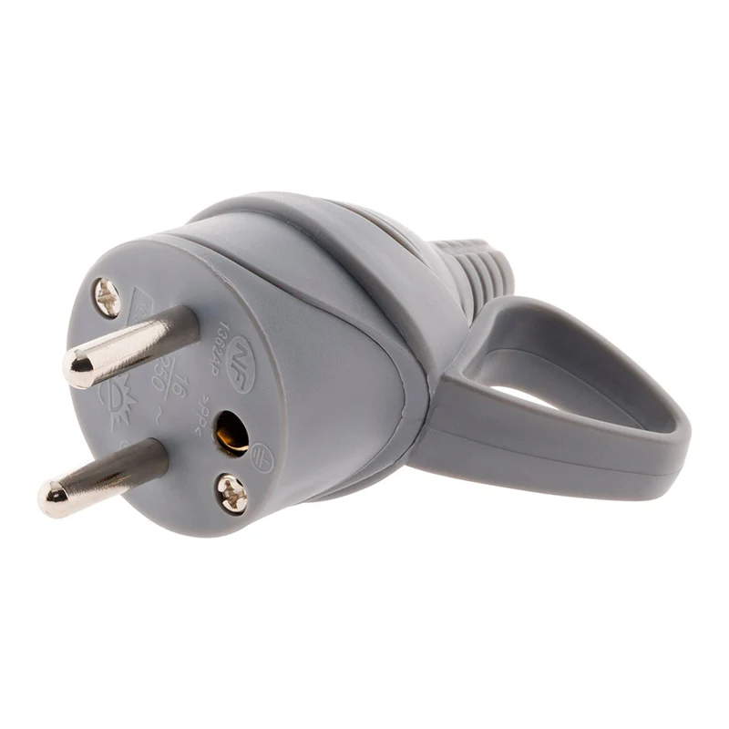Fiche mâle anneau + ergot 16A 2P+T - gris - Zenitech
