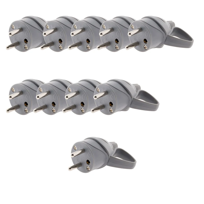 Fiche mâle anneau + ergot 16A 2P+T - gris - Zenitech