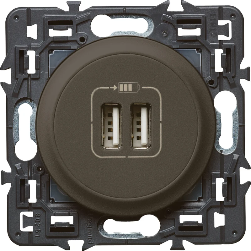 Double chargeur USB Type A 3A 15W à composer Céliane - Legrand