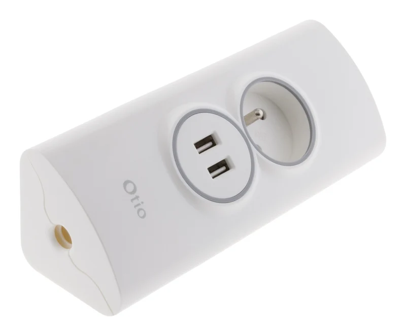 Multiprise d'angle 2P 16A + 2 USB à câbler - Blanc - Otio