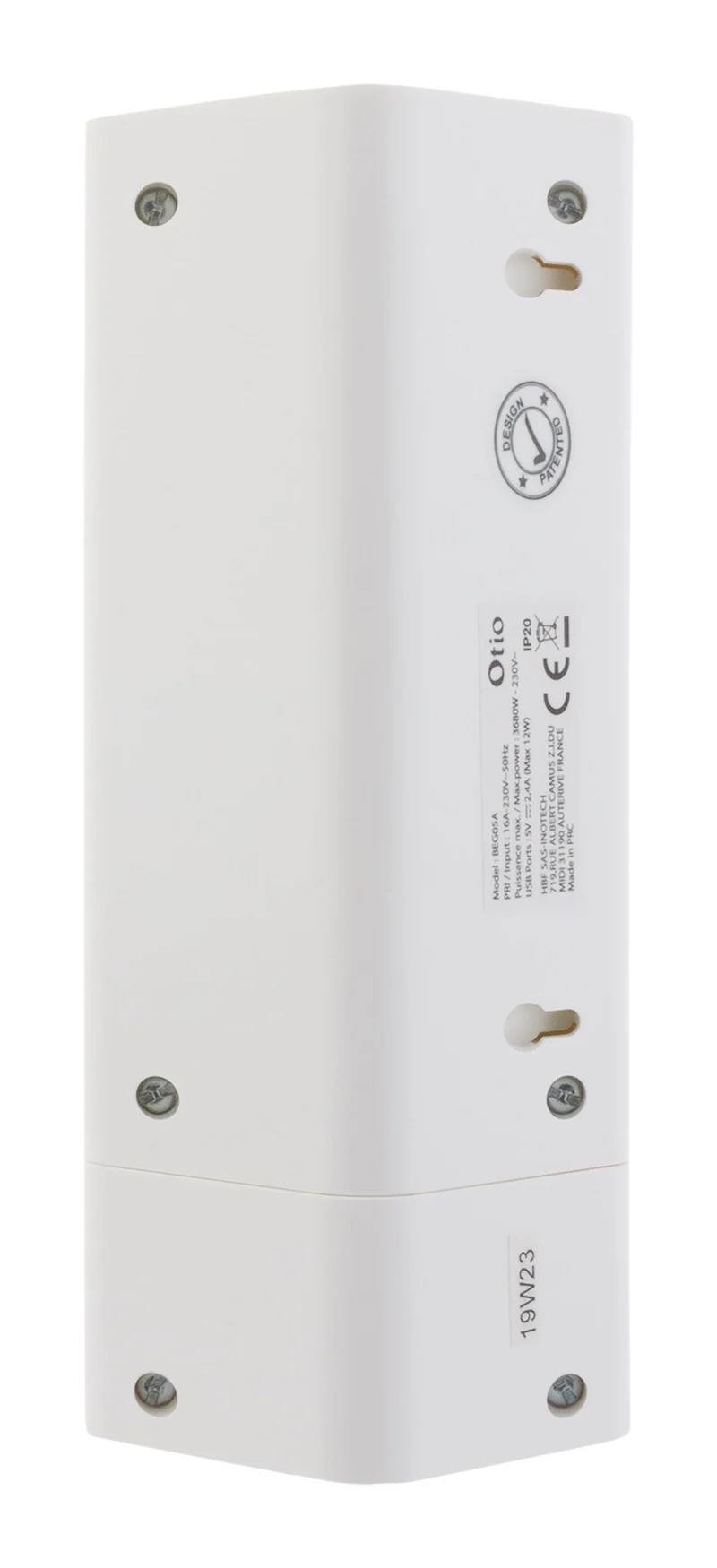 Multiprise d'angle 2P 16A + 2 USB à câbler - Blanc - Otio