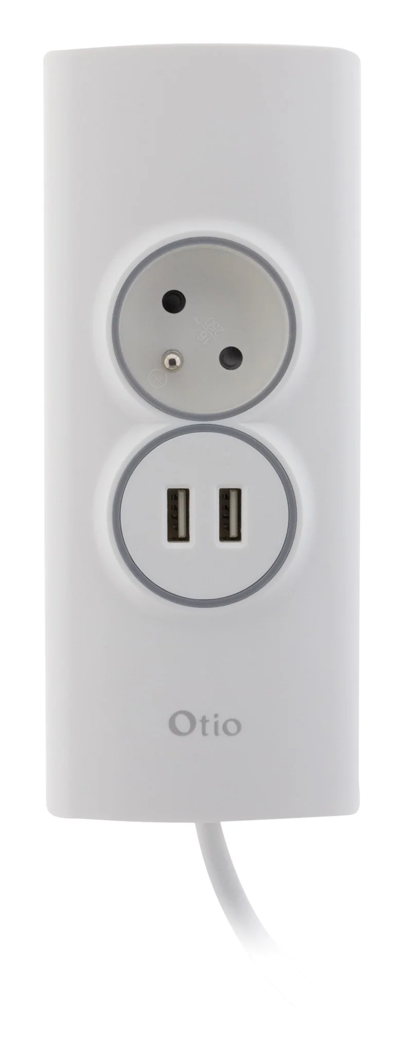 Multiprise d'angle 2P 16A + 2 USB précâblée - Otio
