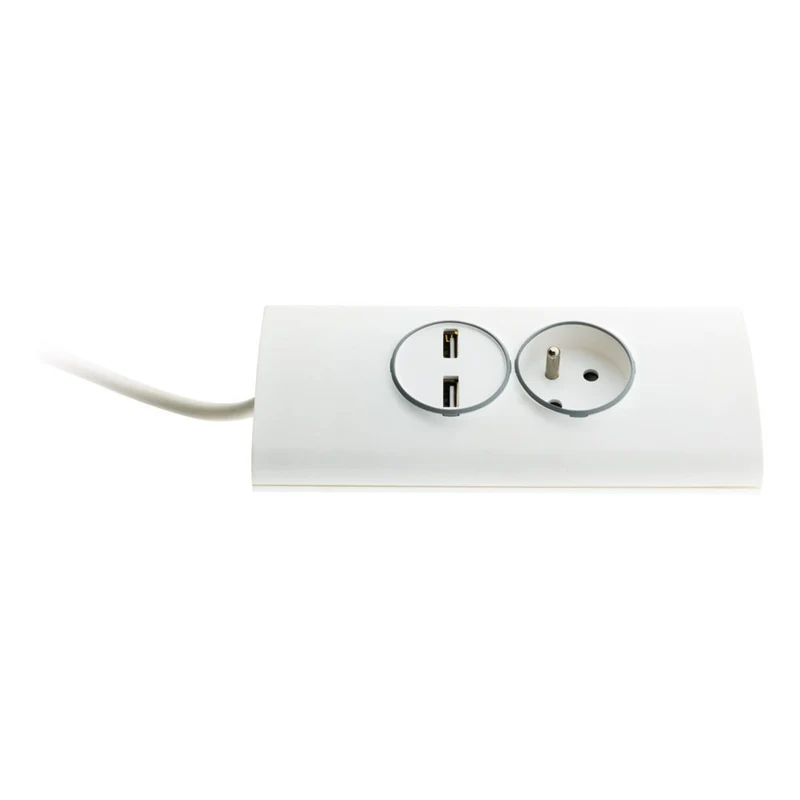 Multiprise d'angle 2P 16A + 2 USB précâblée - Otio
