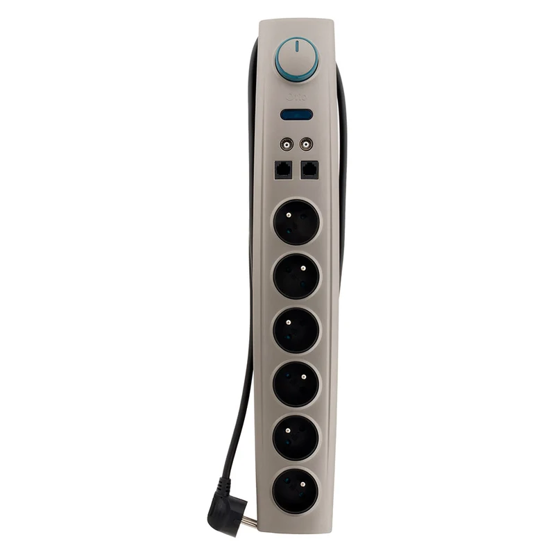 Multiprise parafoudre 6 prises 2P+T 16A + 2 prises TV + 2 prises RJ45 - Otio