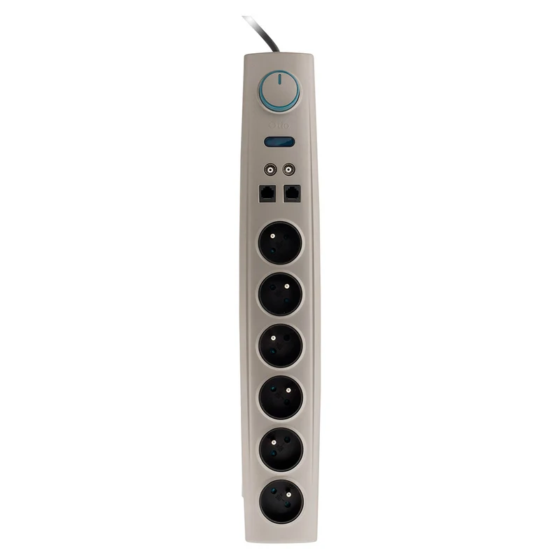 Multiprise parafoudre 6 prises 2P+T 16A + 2 prises TV + 2 prises RJ45 - Otio