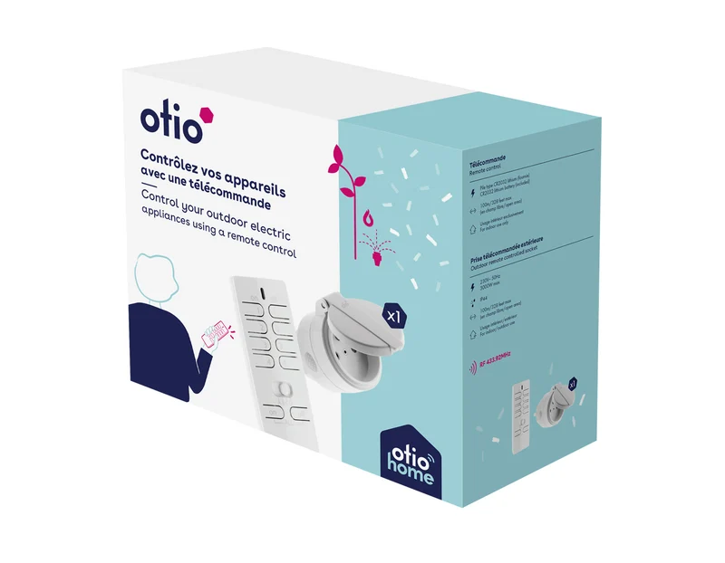 Prise d'extérieur IP44 + télécommande 16 canaux - Otio