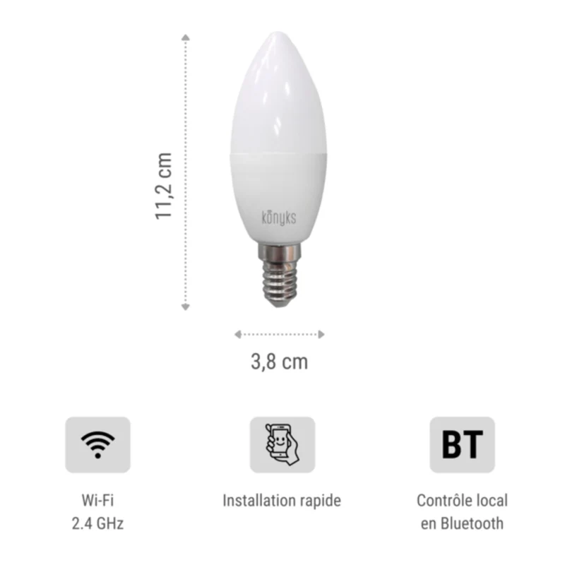 Ampoule LED E14 connectée Wi-Fi + Bluetooth Antalya - Konyks
