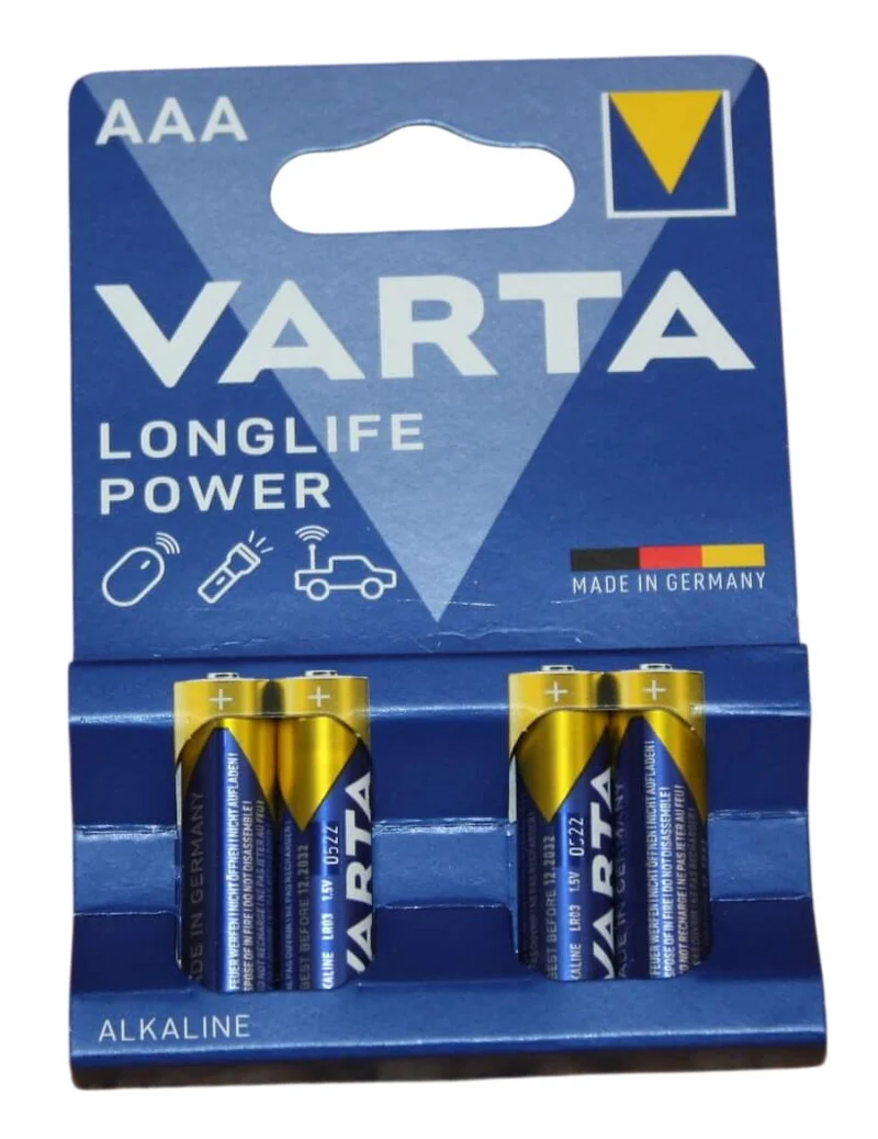 Lot de 4 / 16 / 48 Piles alkaline AAA LR3 - VARTA - Très longue durée - Fabriqué en Allemagne