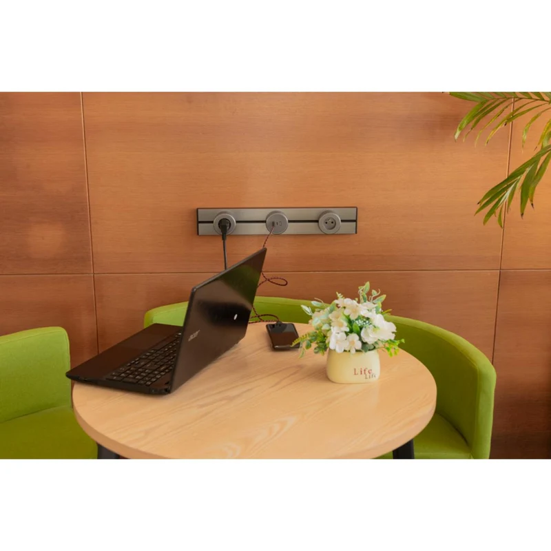 Rail électrique saillie 50cm + 2 prises + 1 module USB - argent - Orium
