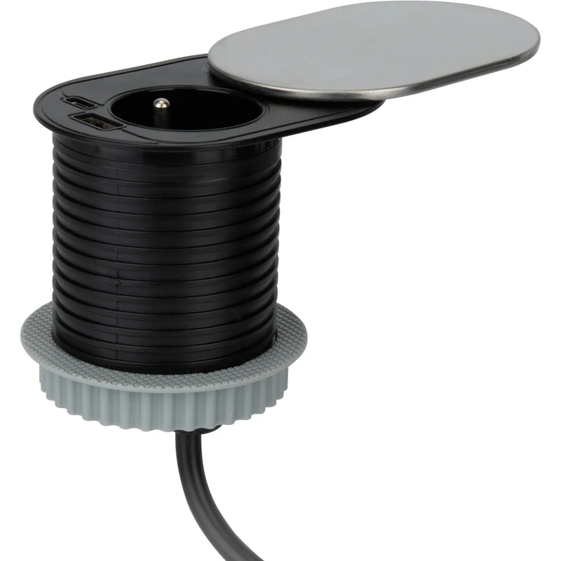 Bloc encastrable Gliss Ø60mm USB A+C + 3 bagues adaptation - Otio