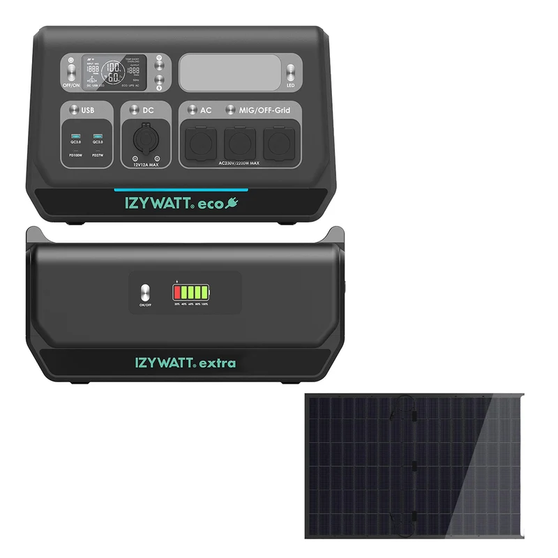 Station électrique IZYWATT.eco 2048Wh injection réseau + panneau solaire 440W + batterie Izywatt.extra - Orium