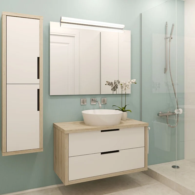 Réglette spéciale Salle de Bains IP44 (90cm 18W 1410lm 4000K) Chrome - Voltman